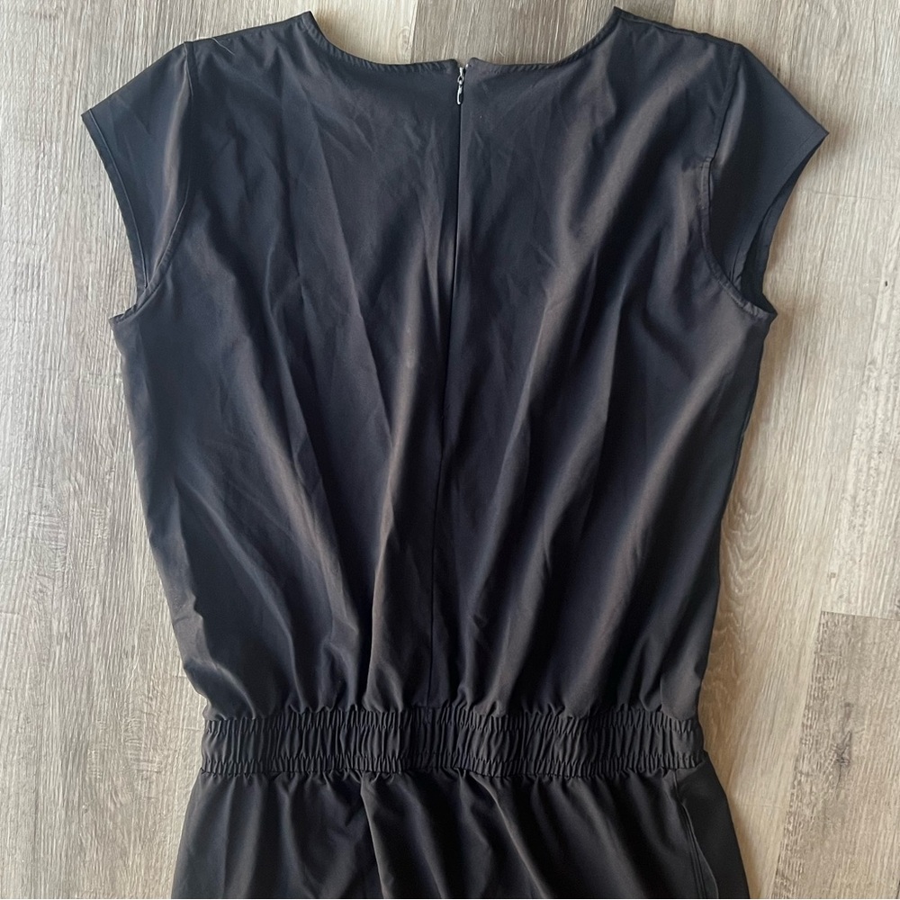 Black Casual Cap-Sleeve Drawstring Waist Dress - Picture 13 of 13
